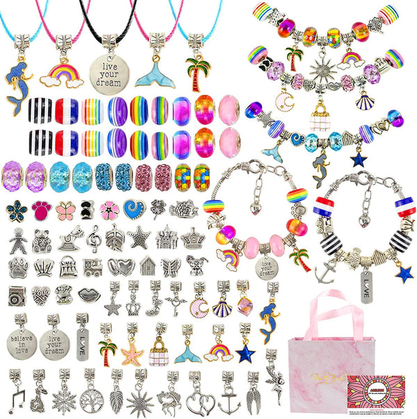 Acejoz 85 Pcs Charm Bracelet Making Kit DIY Charm Bracelets Beads for Girls  Adults and Beginner Jewelry Making Kit