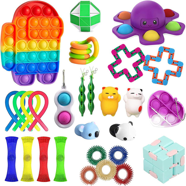 28 Pack Sensory Toys Set, Relieves Stress and Anxiety Fidget Toy for  Children Adults, Special Toys Assortment for Birthday Pa