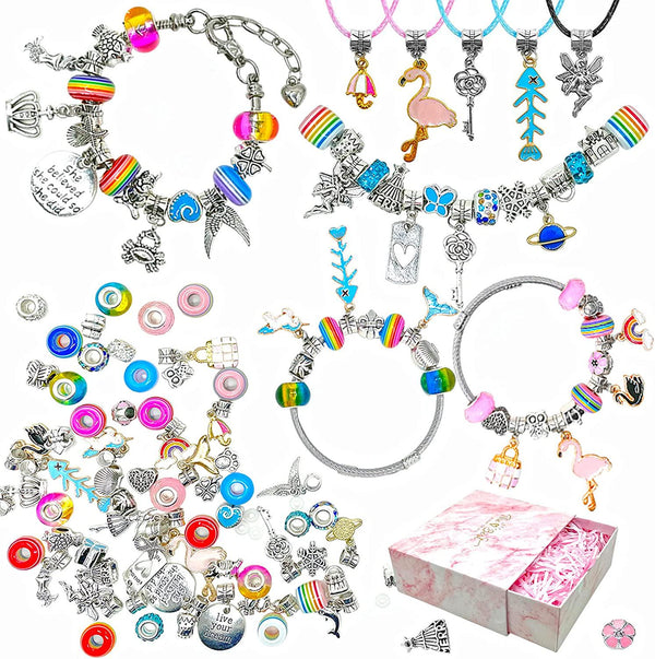 Acejoz 85 Pcs Charm Bracelet Making Kit DIY Charm Bracelets Beads for Girls  Adults and Beginner