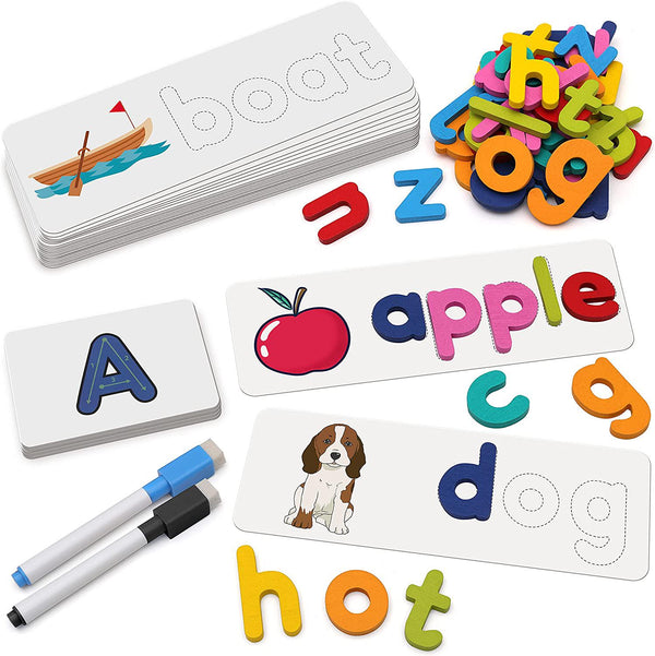 Coogam Wooden Magnetic Fishing Game, Fine Motor Skill Toy ABC Alphabet  Color