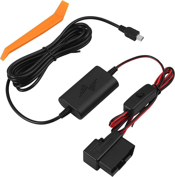 OBD2 OBD Power Cable for Dash Camera, Ssontong OBD to Mini USB OBDII  Adapter Hardwire Charger Cable 24 Hours Surveillance and Acc Two Mode with  Switch Button(Mini USB Port) 