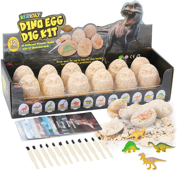 Dino Eggs Dig Kit - Excavation Dinosaur Fossil Dig Kit for Kids with 1