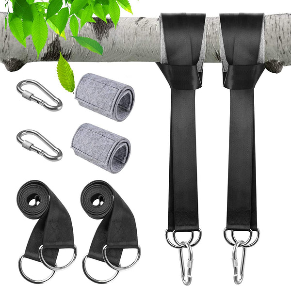 Tree Swing Straps Hanging Kit(5FT)- 2 Pack Hammock Tree Straps Heavy Duty  2200lbs with 2 Carabiners+360° Swivel Swing Hanger for Outdoor