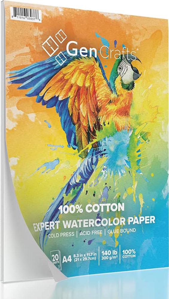  Watercolor Paper Art Pad, 35 Sheets, A4 Size 300 GSM, Glue  Bound, Acid Free, Cold Pressed for Artists Mixed Media Drawing and  Techniques, Made in UK by Acuma Crafts