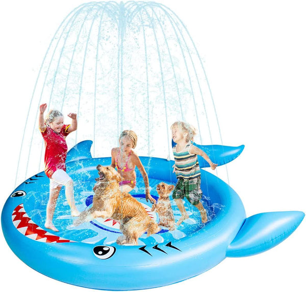 Kids Pool Splash Pad, Inflatable Sprinkler Pool Splash Mat, Large Infl