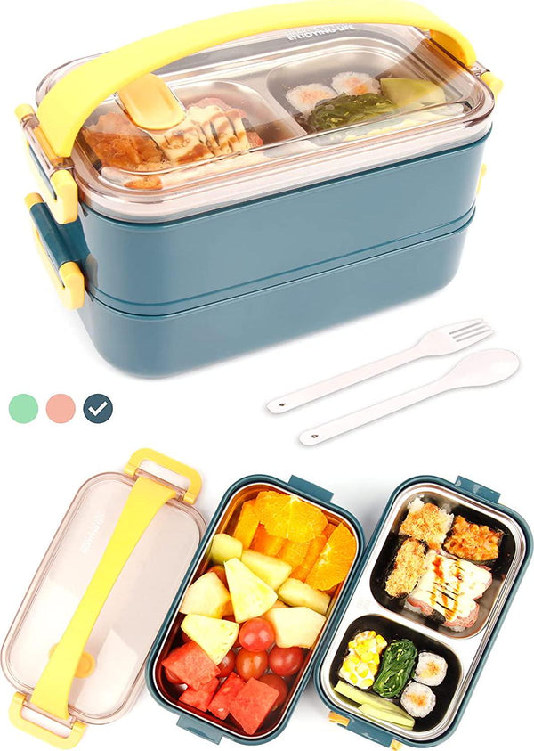 Youngever 7 Pack Bento Lunch Box, Meal Prep Containers, Reusable 3  Compartment Plastic Divided Food Storage Container Boxes