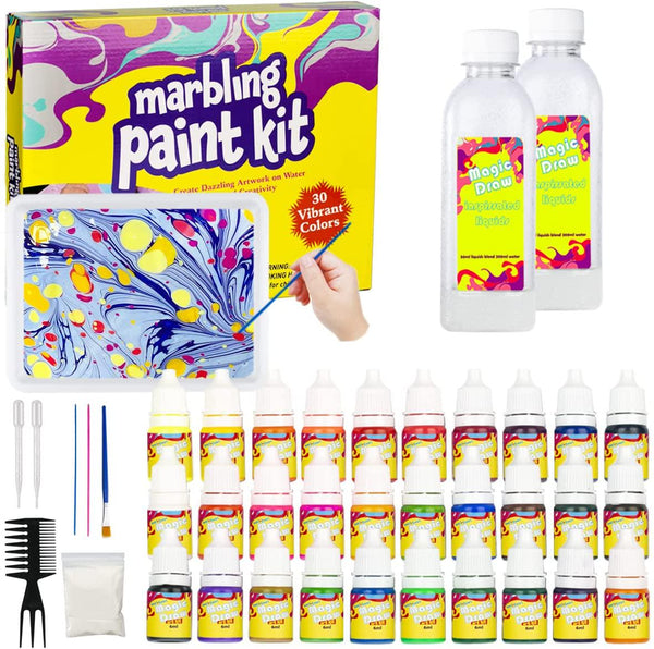 Marbling Paint Kit for Kids 5 with Tray Apron 5 Colors Water Paint Set  Craft Kit