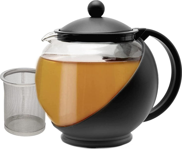CnGlass Glass Teapot Stovetop Safe,Clear Teapot with Removable Infuser 20.3  oz,Loose Leaf and Blooming Tea Maker