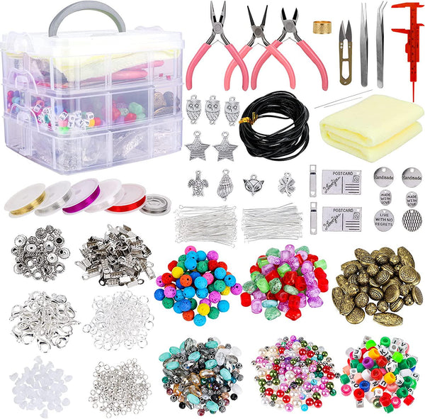 Deluxe Jewellery Making Kit - Crafts for Adults, Teens, Girls, Beginners,  Women - Includes Instructions, Beads, Charms, Findings, Pliers, Beading