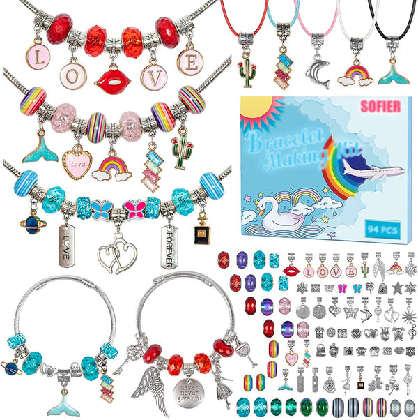 Acejoz 85 Pcs Charm Bracelet Making Kit DIY Charm Bracelets Beads for Girls  Adults and Beginner