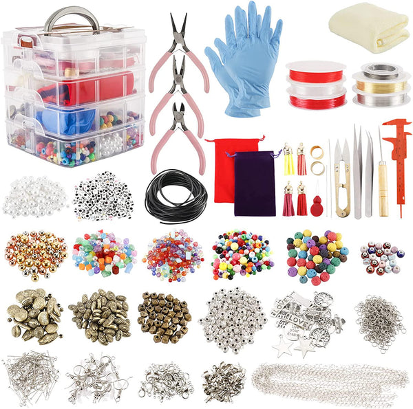 Jewelry Making Kit, 1960 PCS Jewelry Making Supplies Includes Jewelry  Beads, Instructions, Findings, Wire for Bracelet, Necklace, Earrings Making,  Great Gift for Adults 