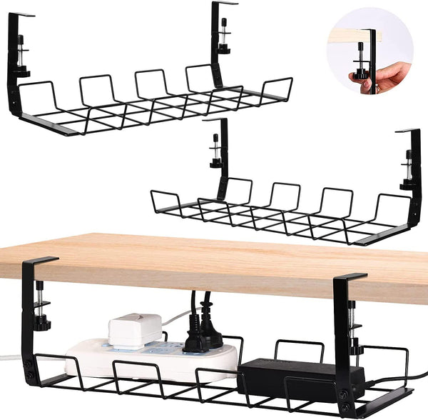 Workstream by Monoprice Under Desk Power Supply and Wire Management Cable  Tray Organizer Steel White