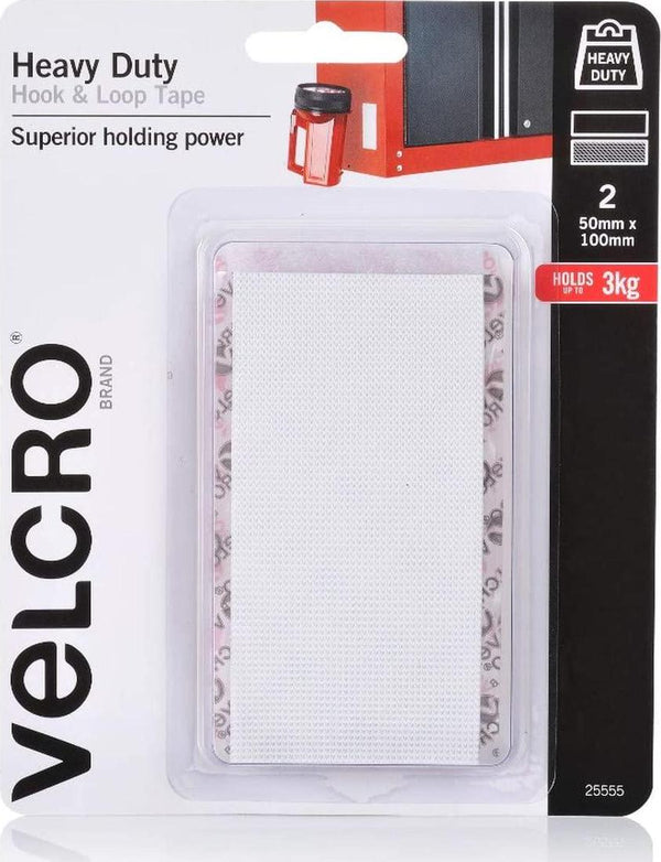 VELCRO Brand Heavy Duty Strips 50mmx100mm Pack of 2