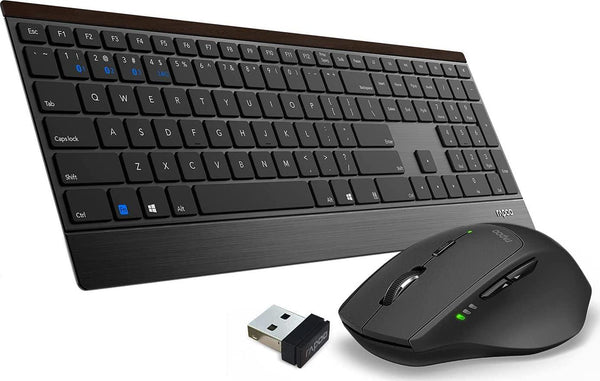 Wireless Keyboard Mouse Combo, Stylish Slim Rechargeable Keyboard and