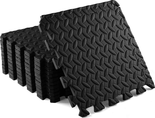 Stalwart Black 24 in. x 24 in. x 0.375 in. Interlocking EVA Foam