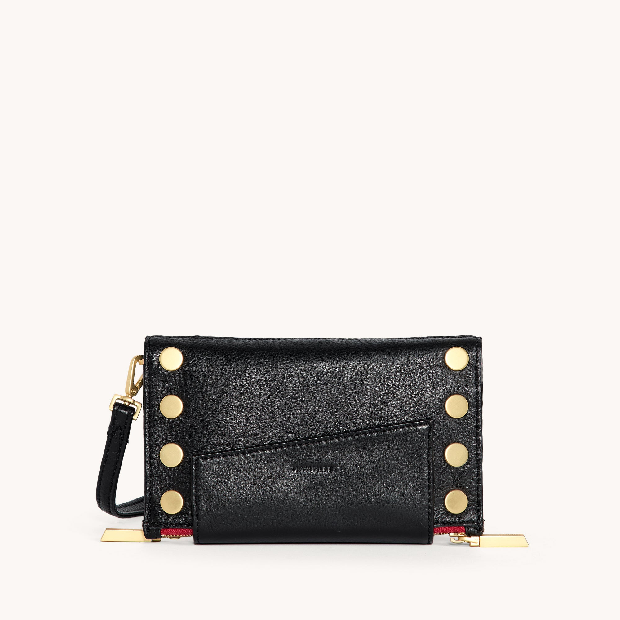 Hammitt Levy Black Brushed Gold Red Zip