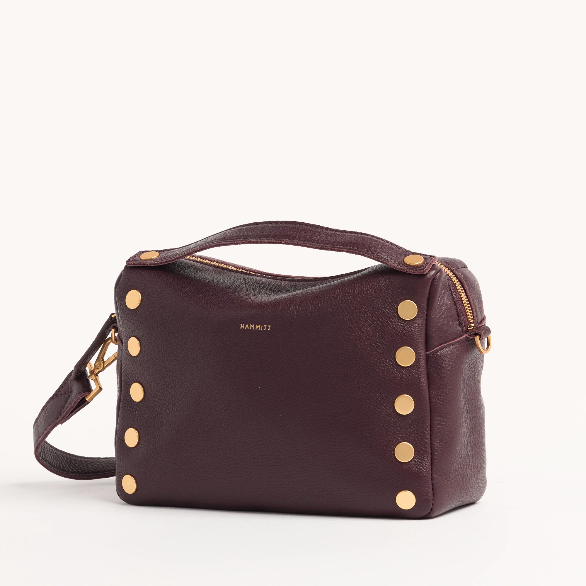 Hammitt Evan Crossbody Cabernet Pebble Brushed Gold Med