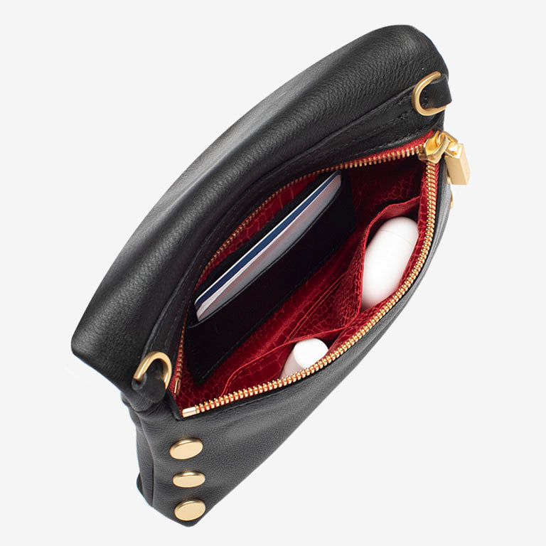 Hammitt VIP Large Black/Brushed Gold Red Zip