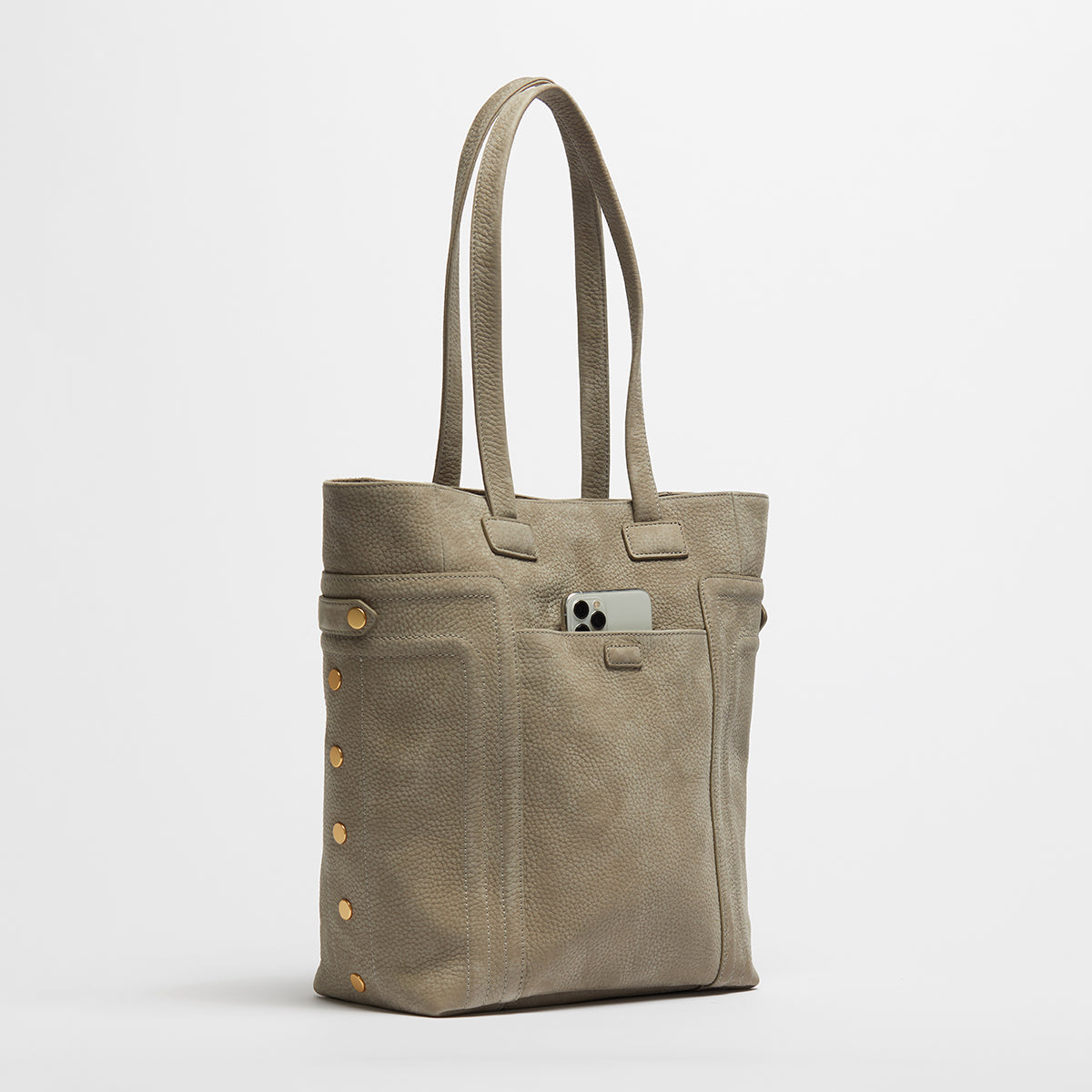 Otis Tote | Natural Grey Nubuck Leather Tote for Everyday