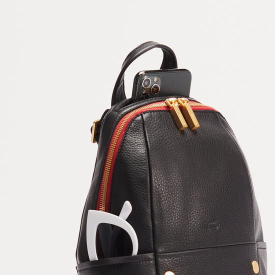 Hunter Black | Women's Functional Leather Backpack | Hammitt