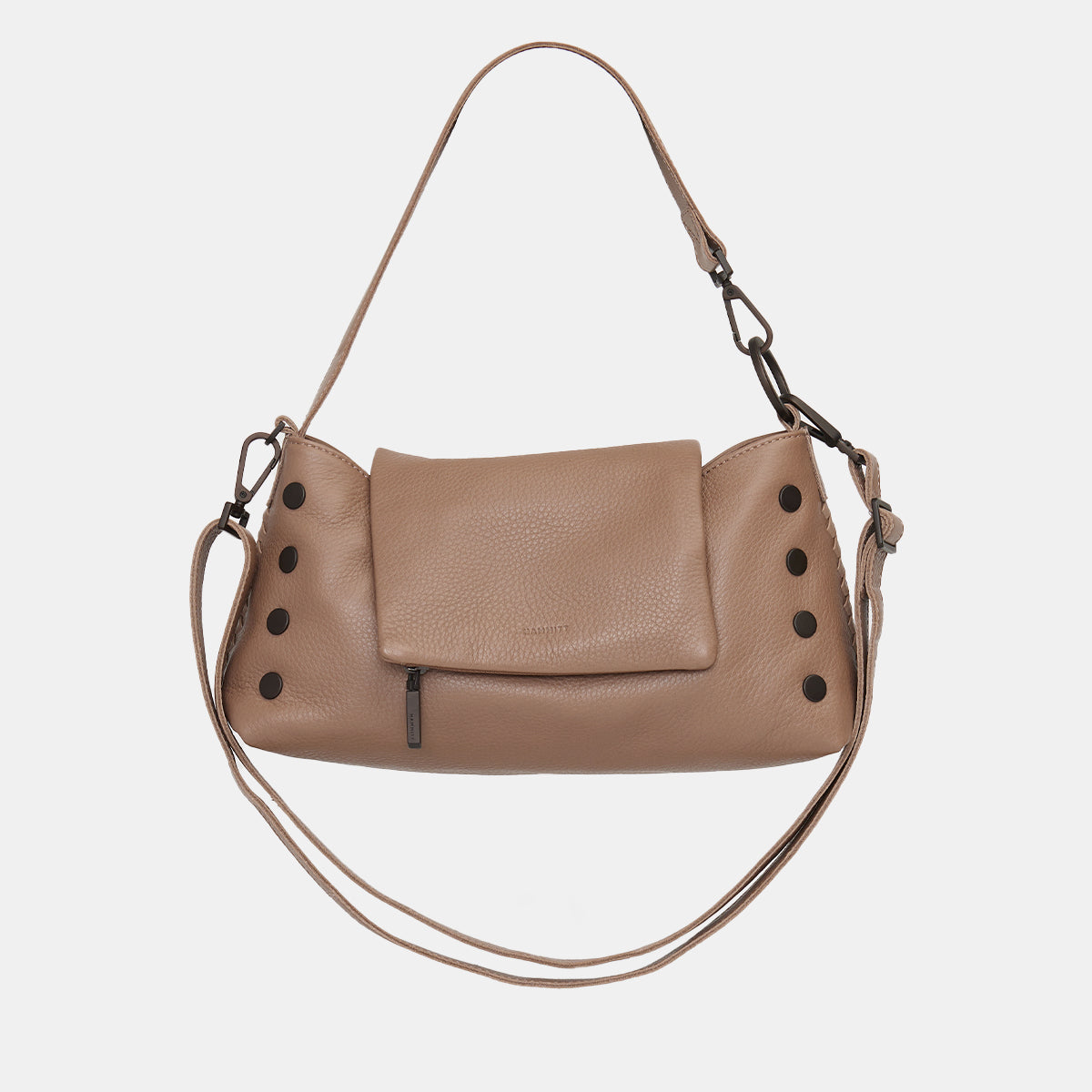 Dark Taupe Soft Pebbled Leather Slouch Bag