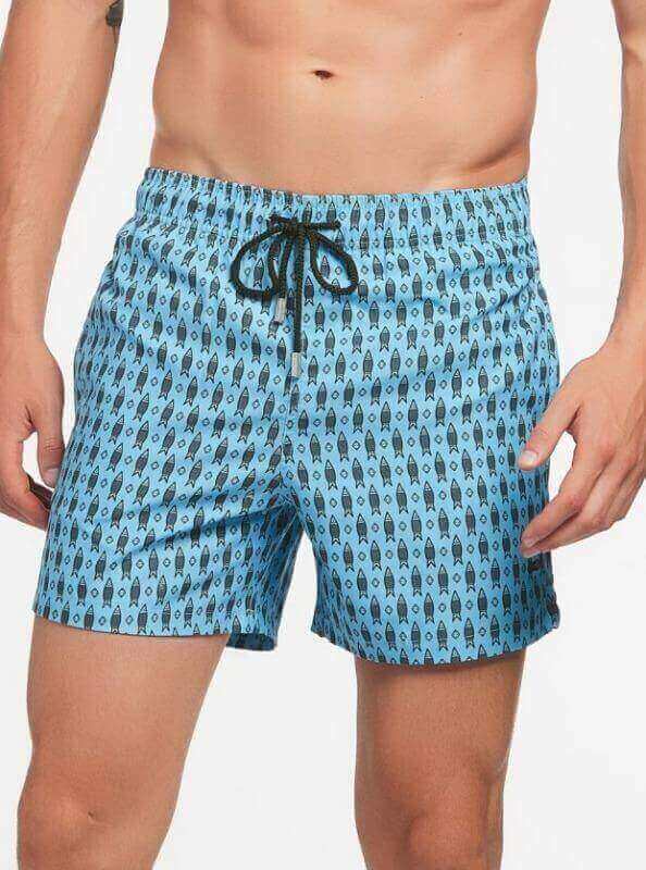 2021 Le Club Men's Swimsuit Fish Mid Length Trunk 5 inch inseam - SoHot ...
