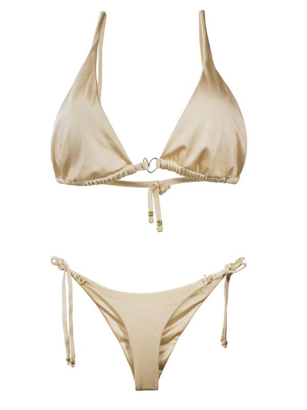 Liliana Montoya Bikini Marinera Beige Shiny Top Bikini Swimwear Separa ...