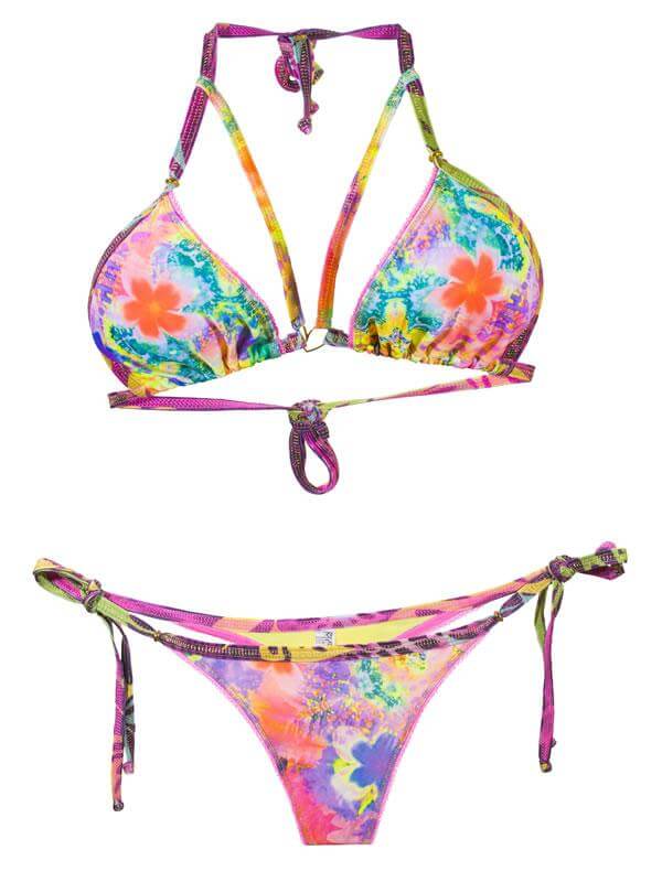 Liliana Montoya Swim Bikini Brasilerita Strappy Flower Power Print Tri ...