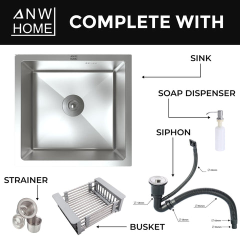 stainless steel kitchen sink color silver size 47x45