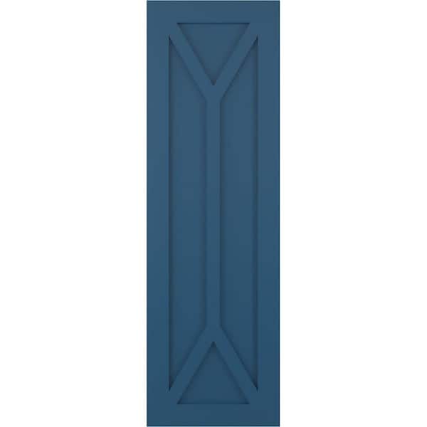True Fit 15 in. x 72 in. Flat Panel PVC San Carlos Mission Style Fixed Mount Shutters Pair in Sojourn Blue