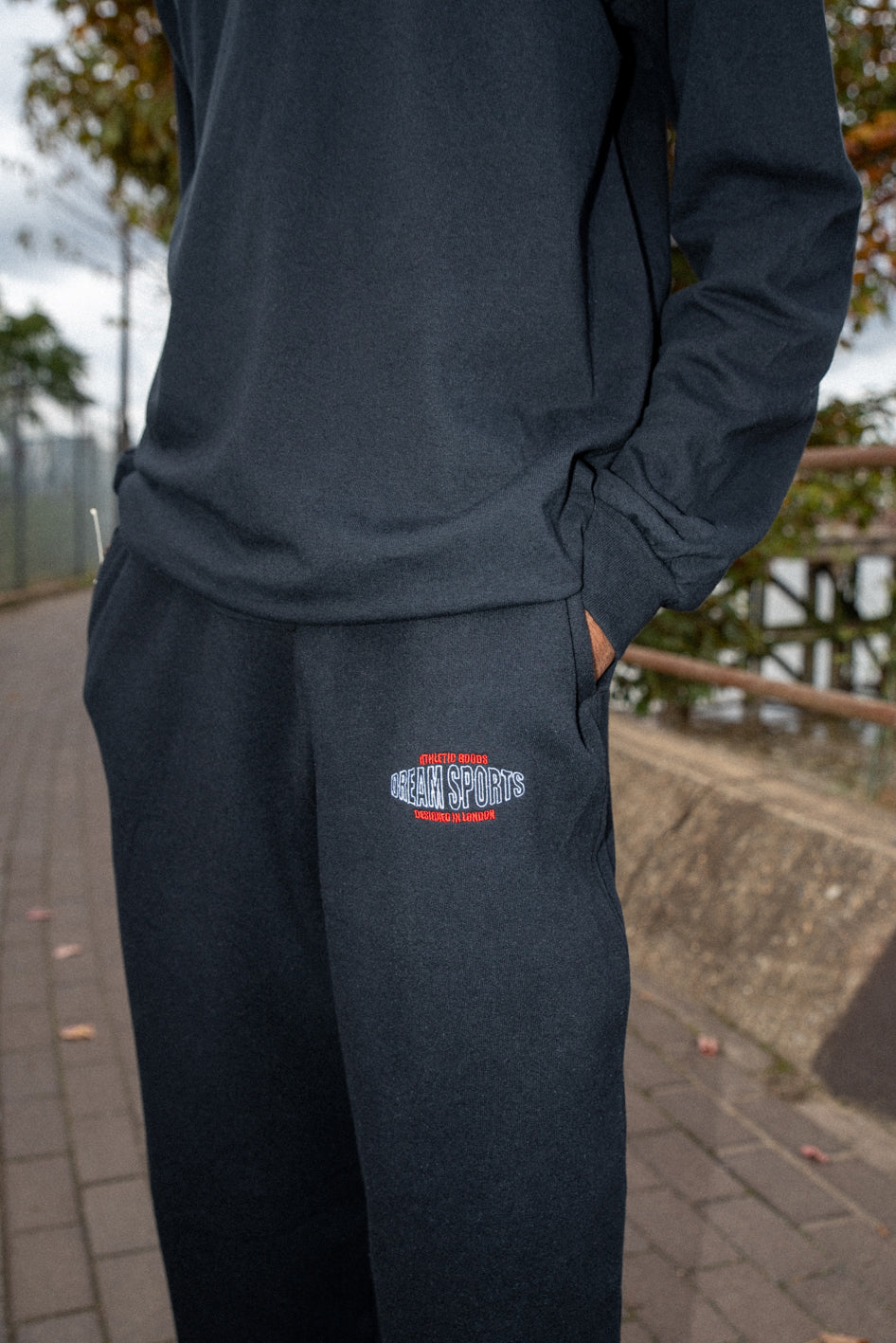 Joggers in Black with Dream Sports Embroidery