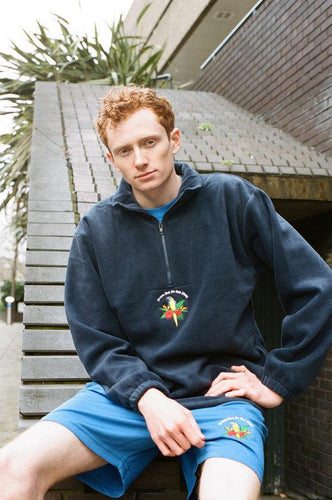 Navy Blue Fleece With Paradise Island Parrot Embroidery