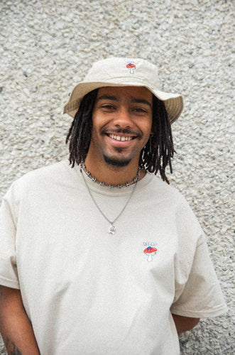 Bucket Hat In Sand With Embroidered Bro Shroom