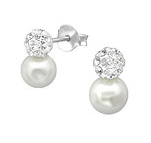 925 Sterling Silver Crystal Double Earrings
