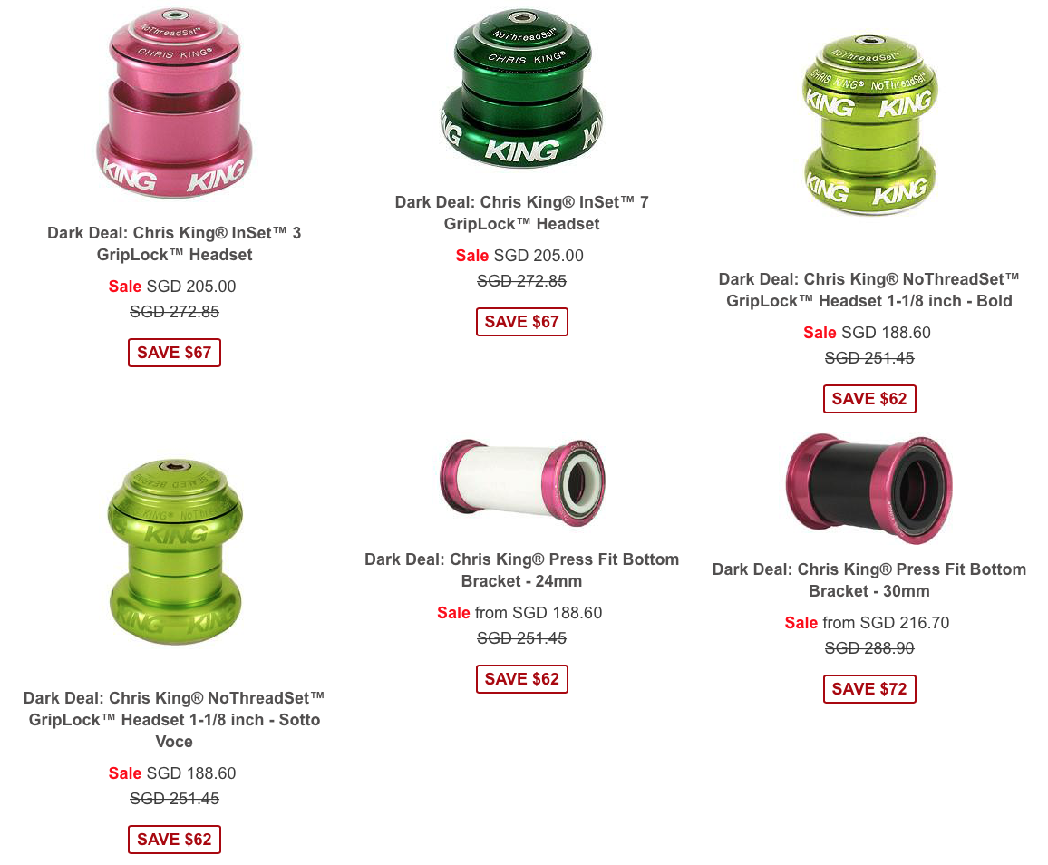 Chris King Clearance Sale! (Discontinued Colours only - FROM 25