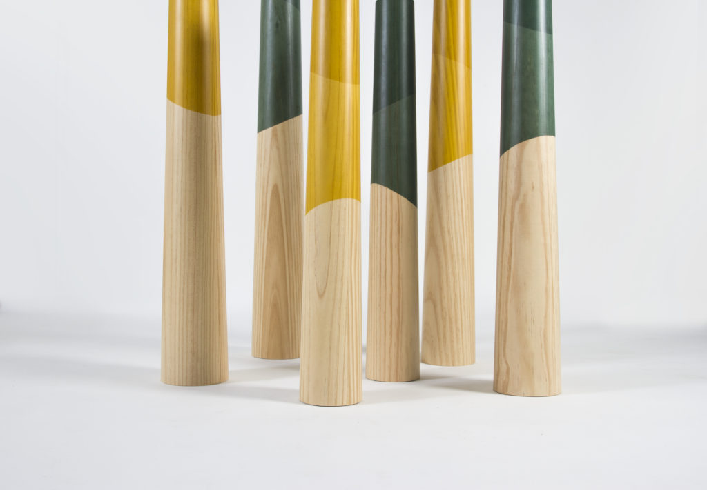 Etna floor candle holders in green and yellow