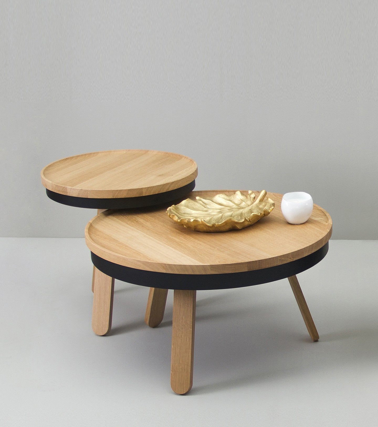 wooden set of tables center or side storage