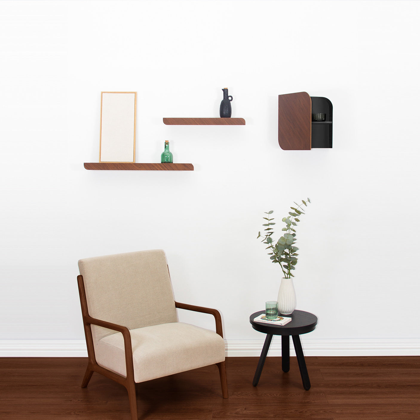 Cielo cabinet and three hooks · Black and black – Woodendot