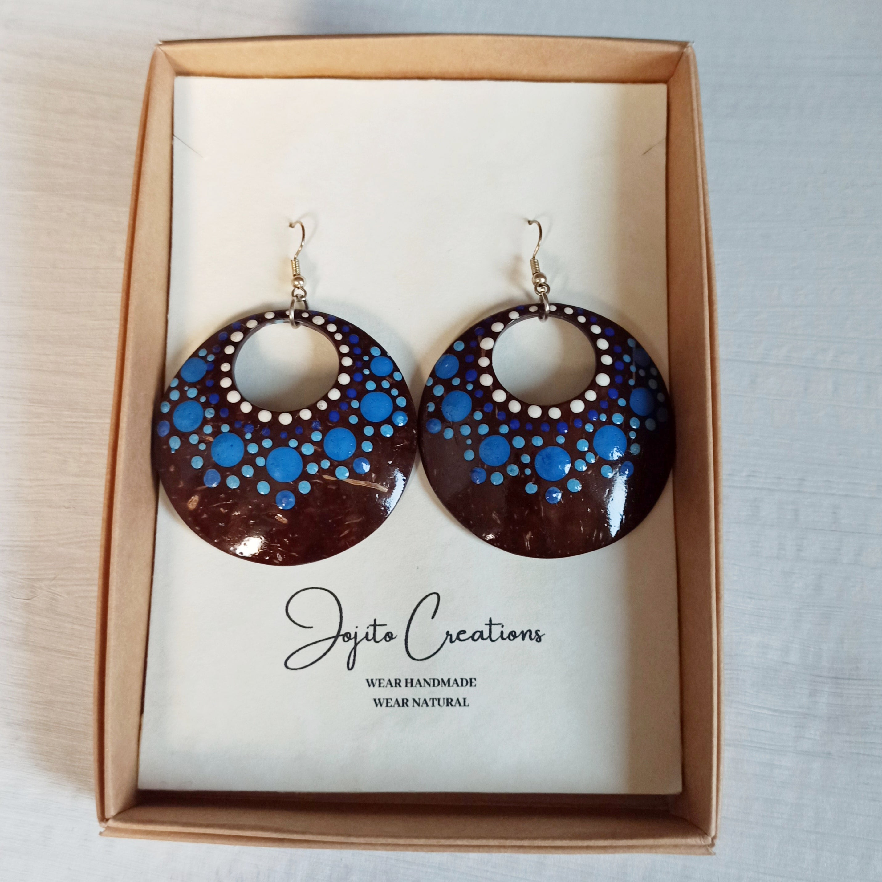 Buy Drop Dangle Coconut Shell Earrings Carved by Hand Online in India - Etsy