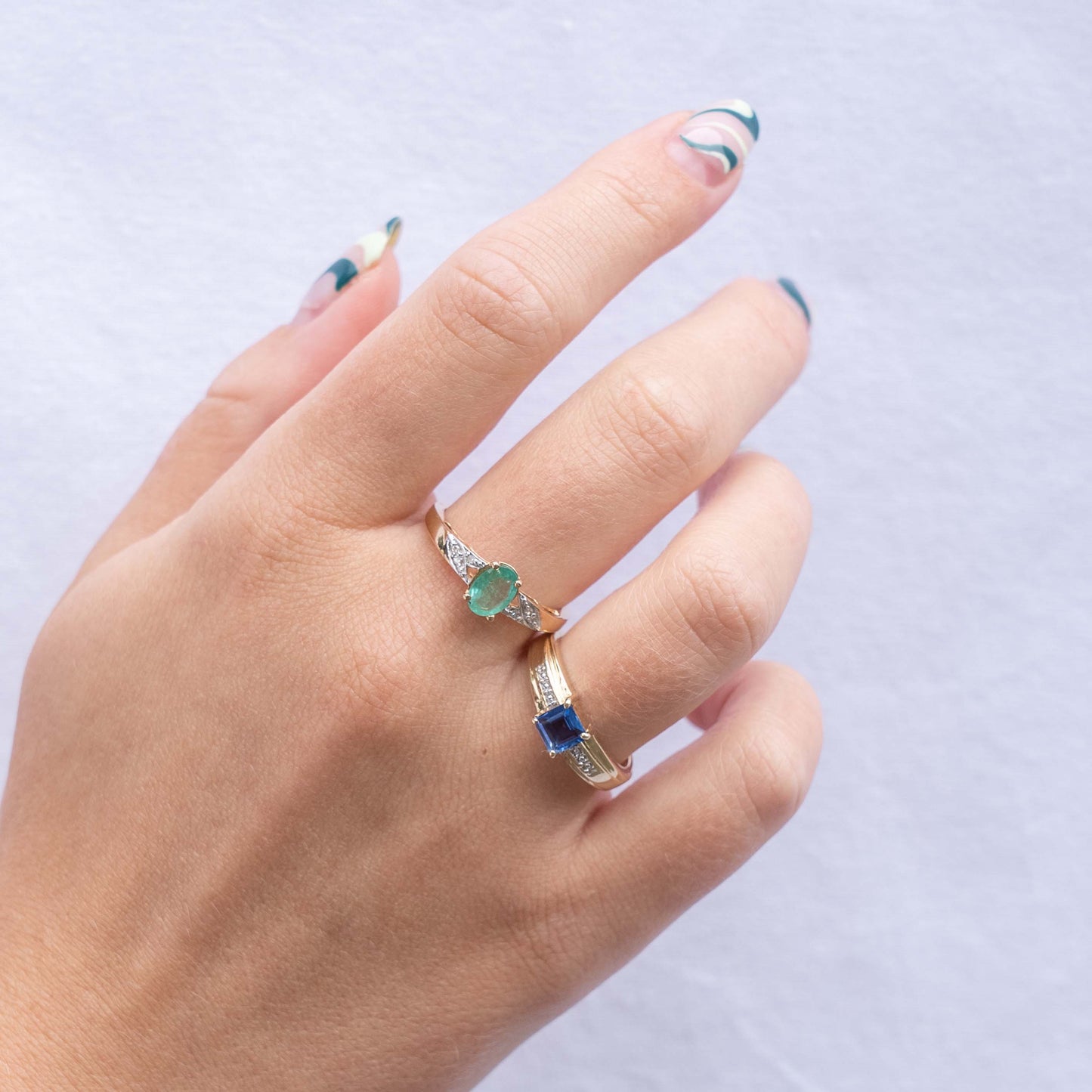 Vintage gouden ring diamant en smaragd bestellen - koiatelier.com – Koi Atelier