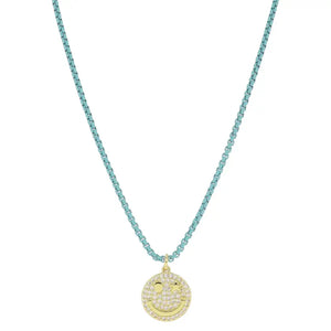 JM Kids Turquoise Box Chain with Star Eye Happy Face Necklace - The Wake Shop
