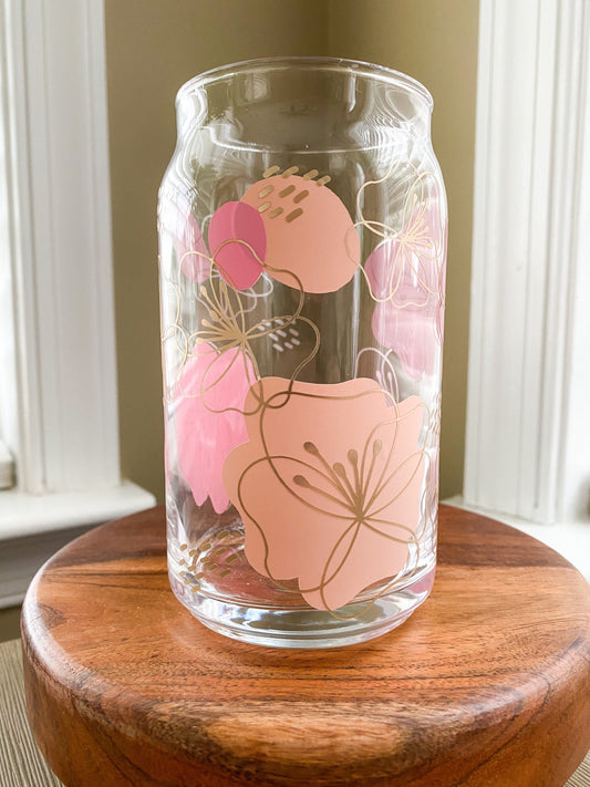 Beer Can Glass, Wildflower Beer Can Glass, Iced Coffee Glass, Iced