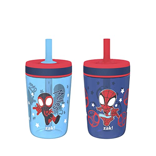 Zak Designs Kelso 15 oz Tumbler 2pc Set, (Campout) Non-BPA Leak-Proof Screw-On Lid with Straw Made of Durable Plastic and Silicone, Perfect Baby Cup