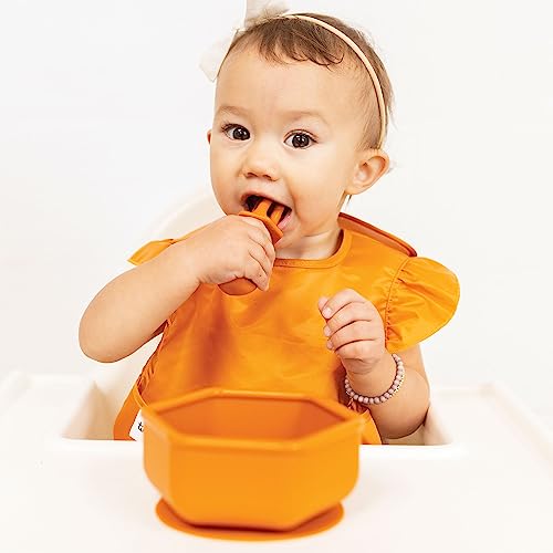 NutriChef Bamboo Baby Feeding Bowl - Wooden Infant Toddler Dish and Spoon  Set w/ Silicone Suction Base for Stay Put Eating, For Children Aged 4-72