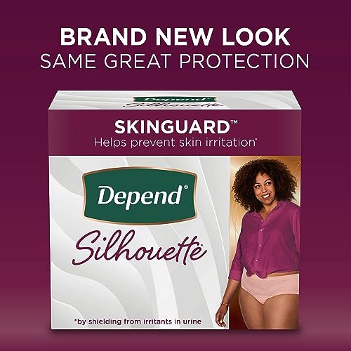 Depend Silhouette Adult Incontinence Underwear for Women, Maximum  Absorbency, Large, Pink, 20 Count