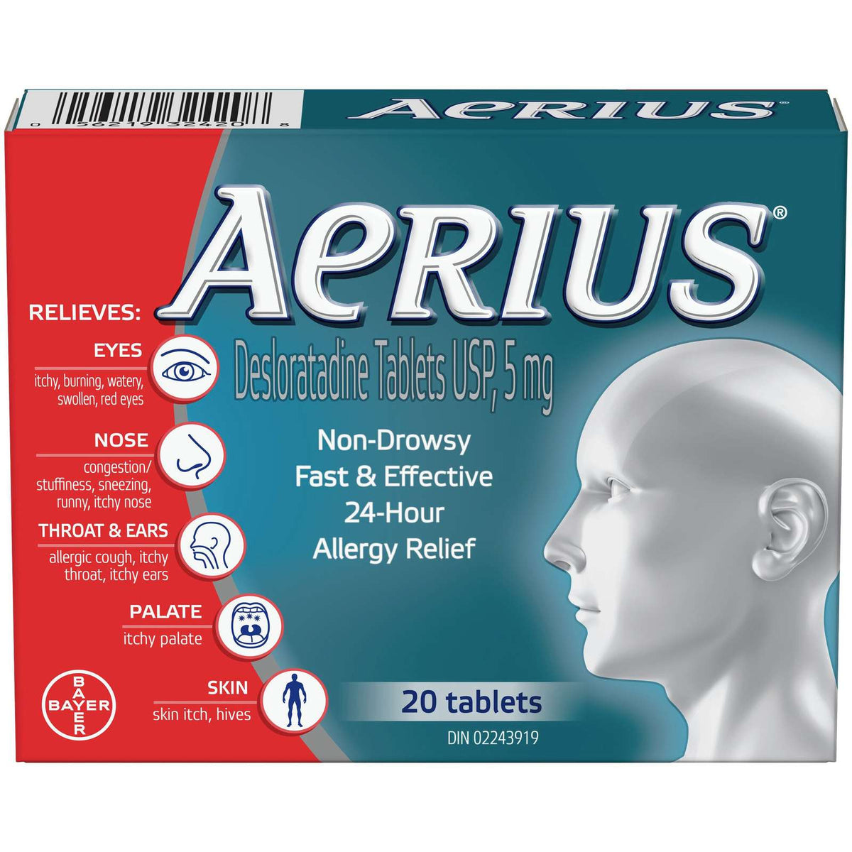 Aerius Allergy Medicine, Fast Relief, 24-Hour, Non-Drowsy, –