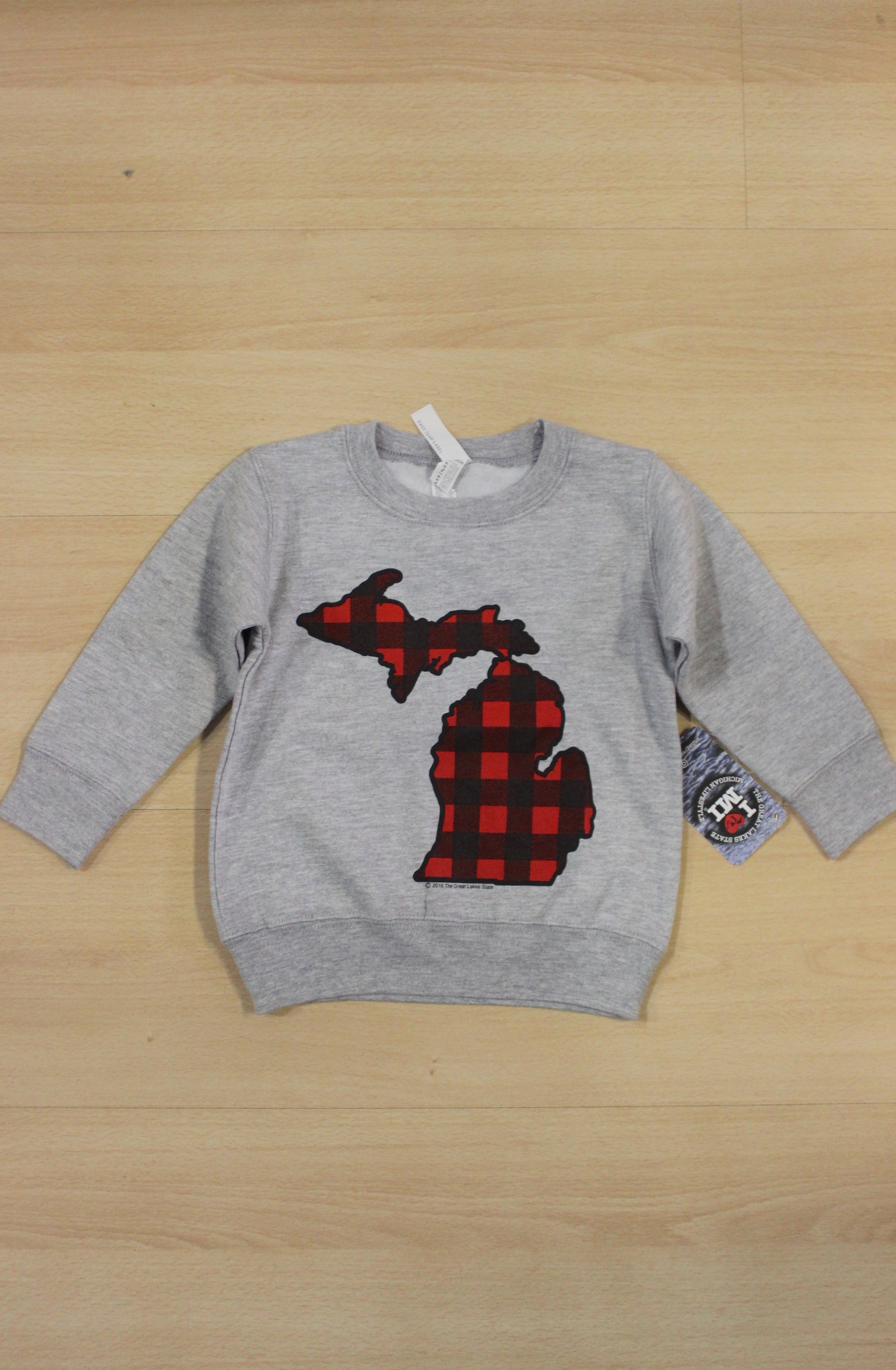 plaid crew neck sweatshirt