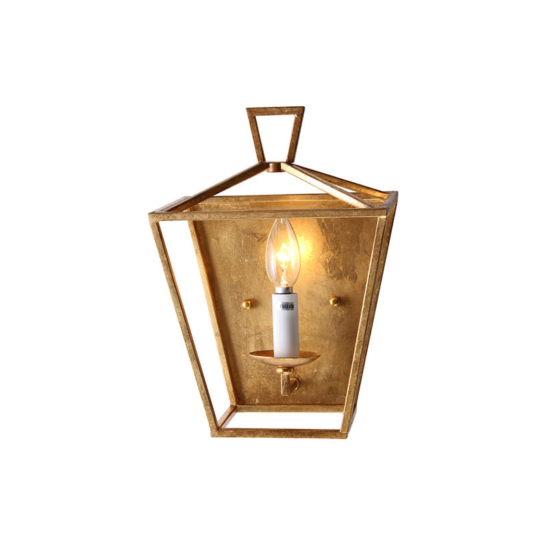 Gold Single Head Wall Mounted Light Traditional Metal Candle Caged Wall Sconce for Bedroom