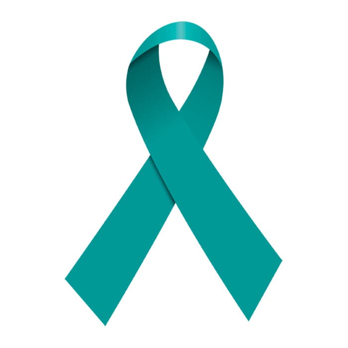 50 Large Paper Teal Ribbons, Ovarian Cancer, Ptsd