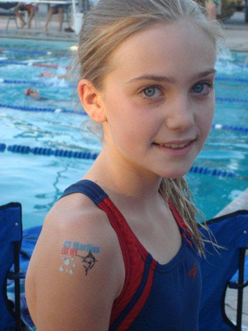 Girl swim team tattoos Catalina Terrace Marlins